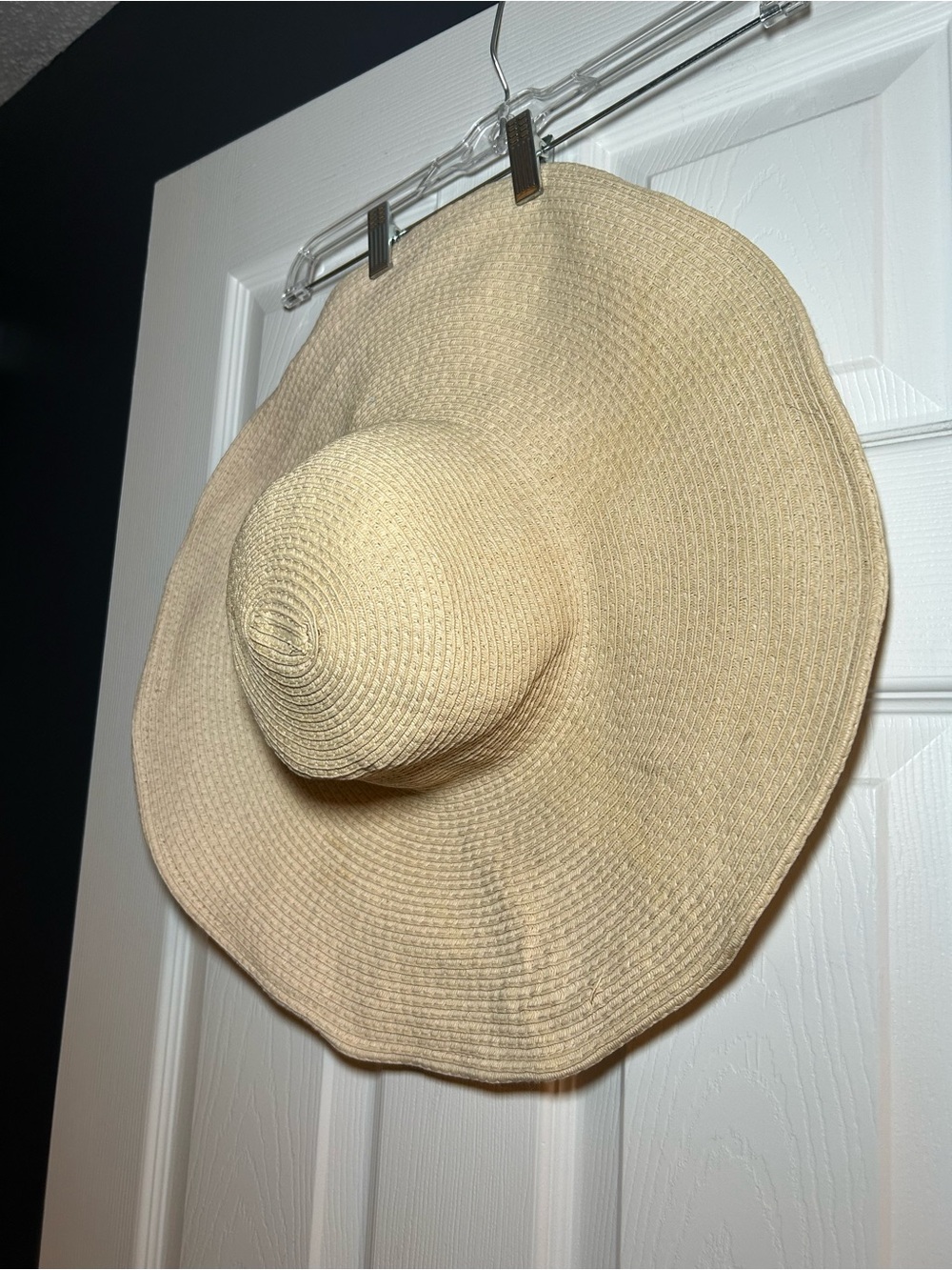 Wide Brim Straw Sun Hat - Cream